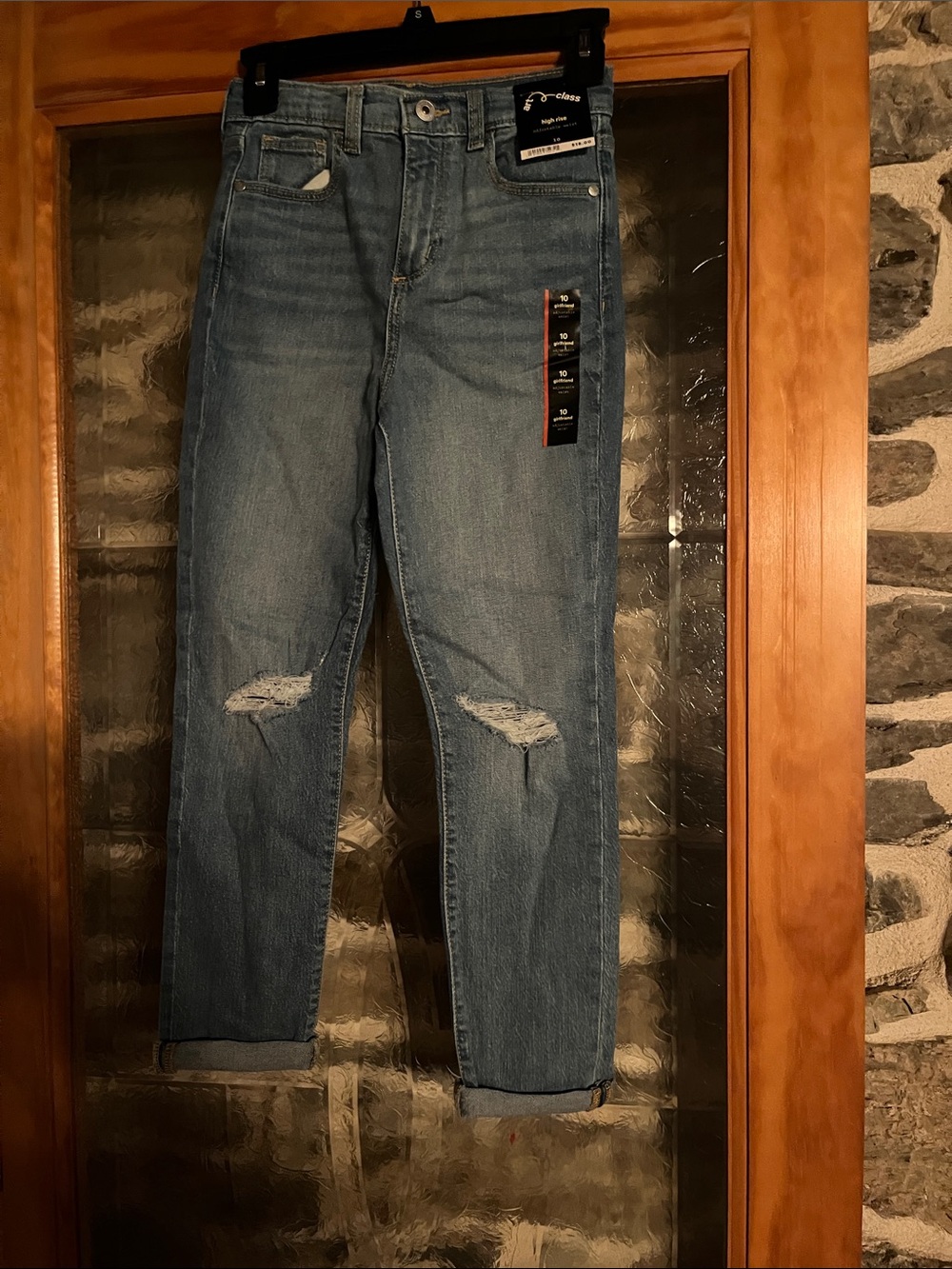 art class Light Blue Distressed Girlfriend Jeans
